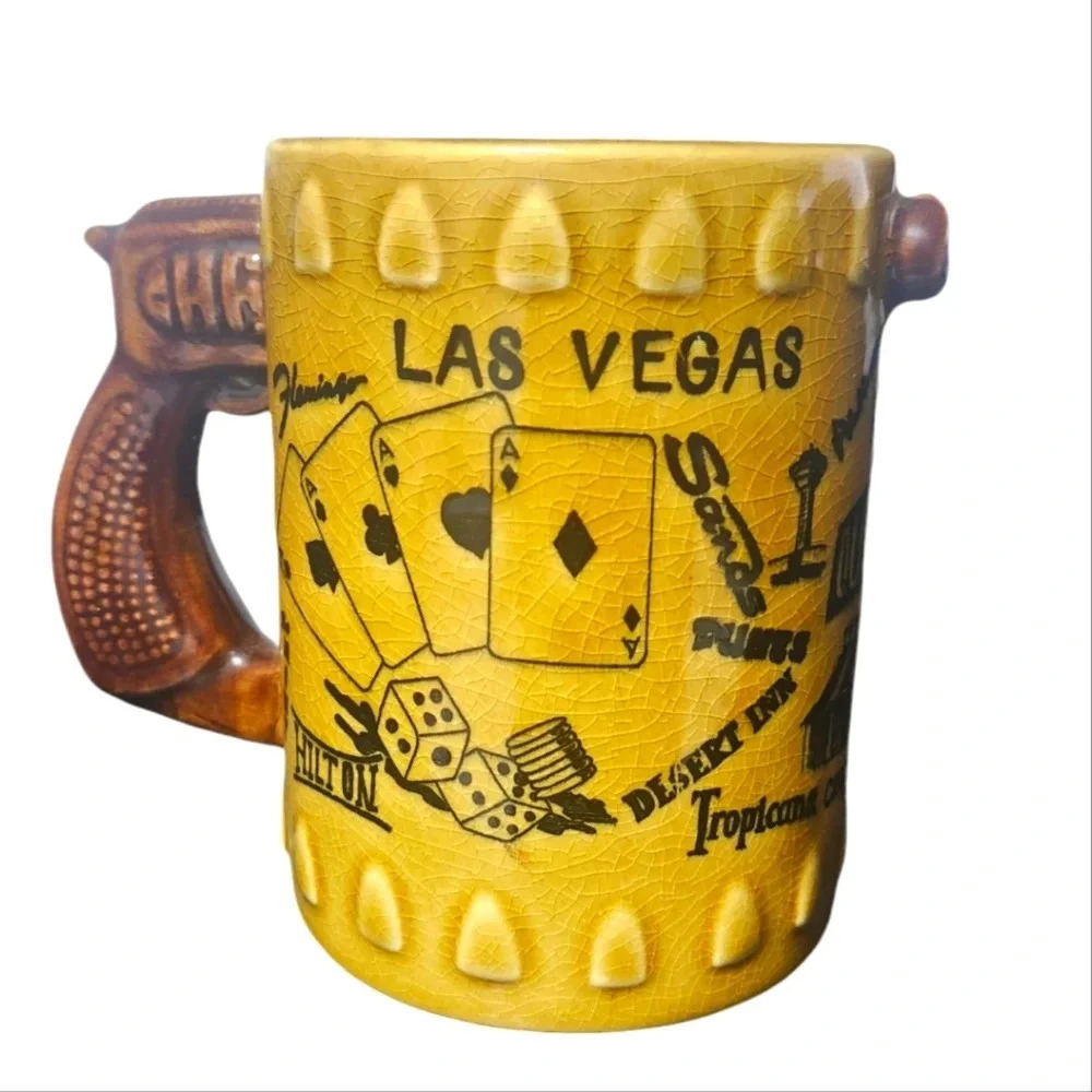 Vintage Las Vegas Souvenir, Vintage Western Mug, Gun Handle, Nevada Cup- RARE!!